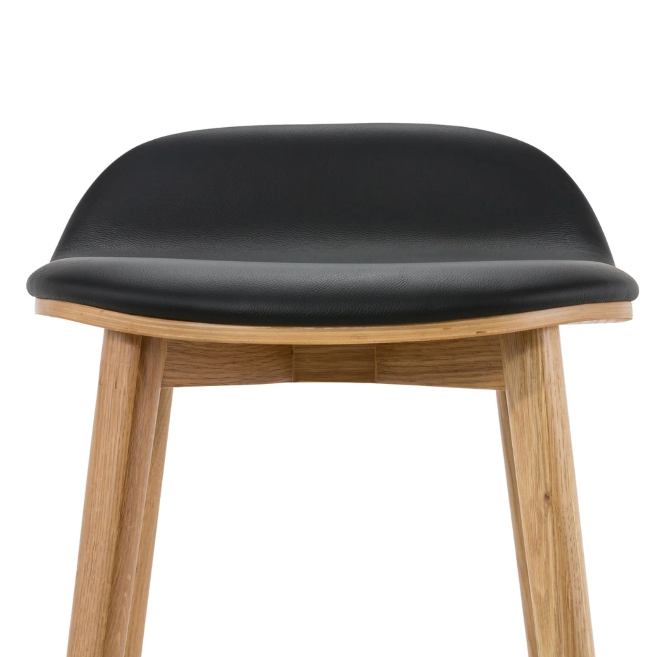 Poly & Bark black leather counterheight barstool w/ solid oak wood frame 🥂