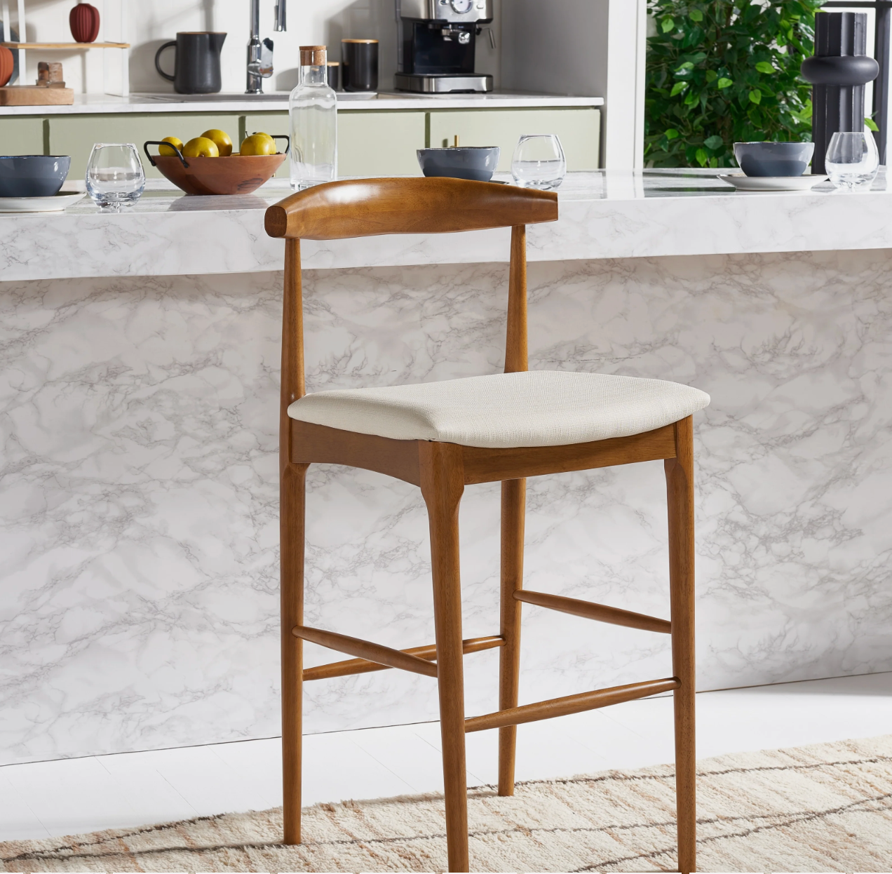 Modern retro 30" barheight barstools w/ wood frame 🥂
