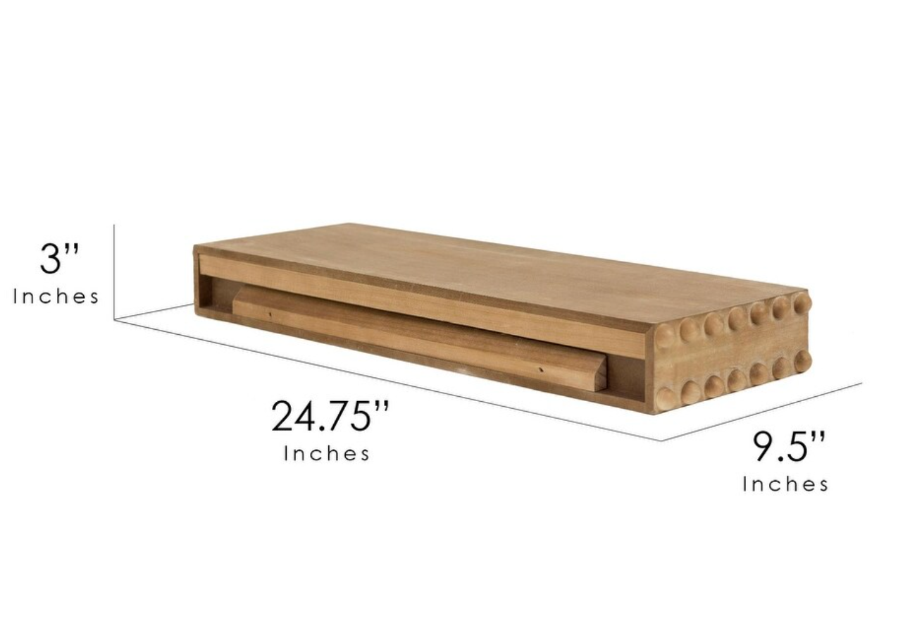Small beaded wood floating wall shelf 🪬
