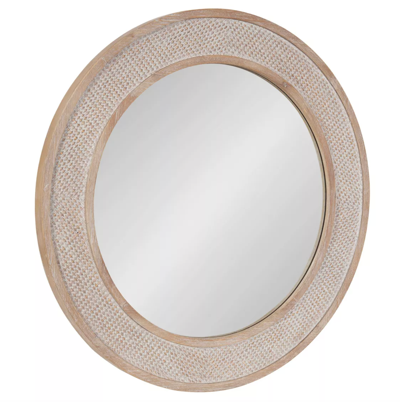 Stunning rustic, beachy 28" round wood mirror 🪞