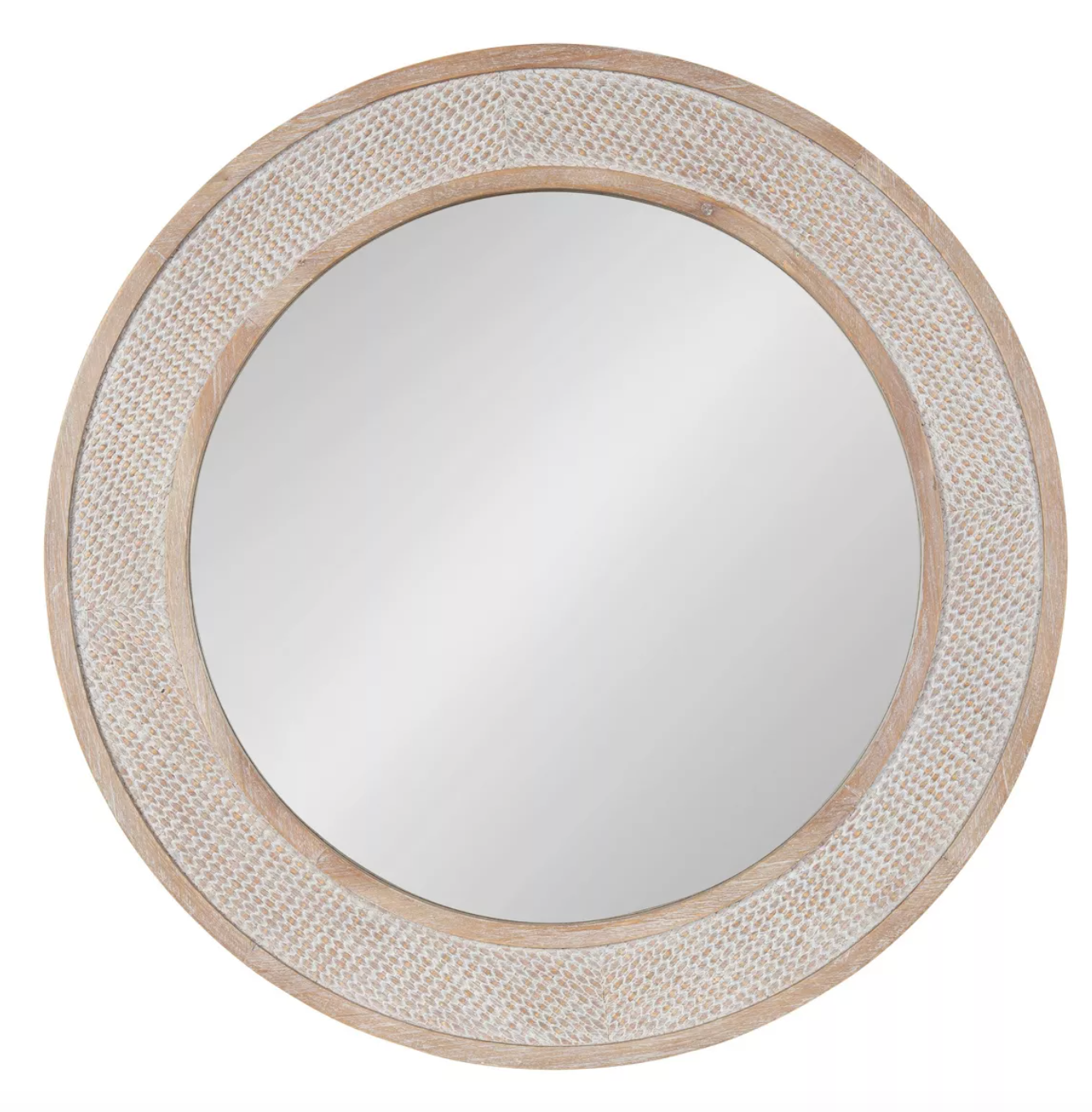 Stunning rustic, beachy 28" round wood mirror 🪞