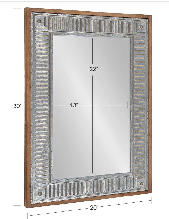 Farmhouse 20x30 rustic brown & silver mirror w/ galvanized metal frame 🩶