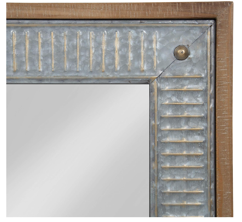Farmhouse 20x30 rustic brown & silver mirror w/ galvanized metal frame 🩶