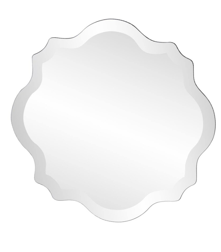 Frameless 16x16 scalloped silver wall mirror ♡