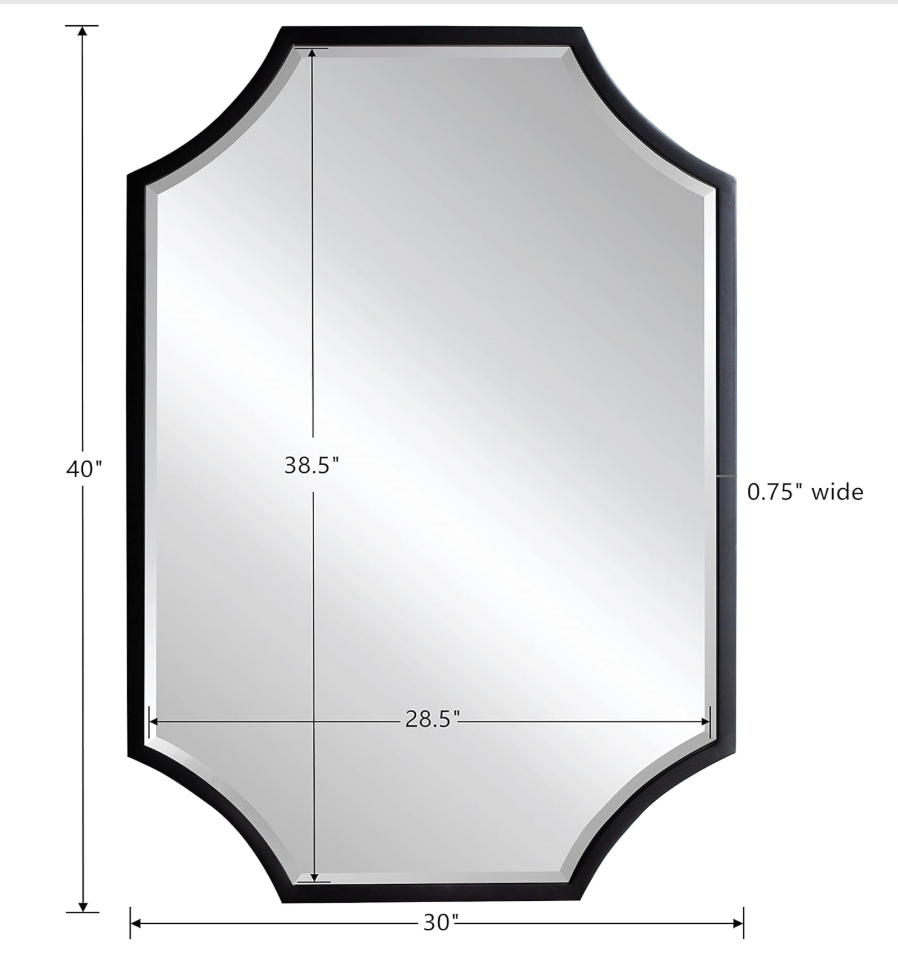 Black 30x40 scalloped bevelled mirror 🖤