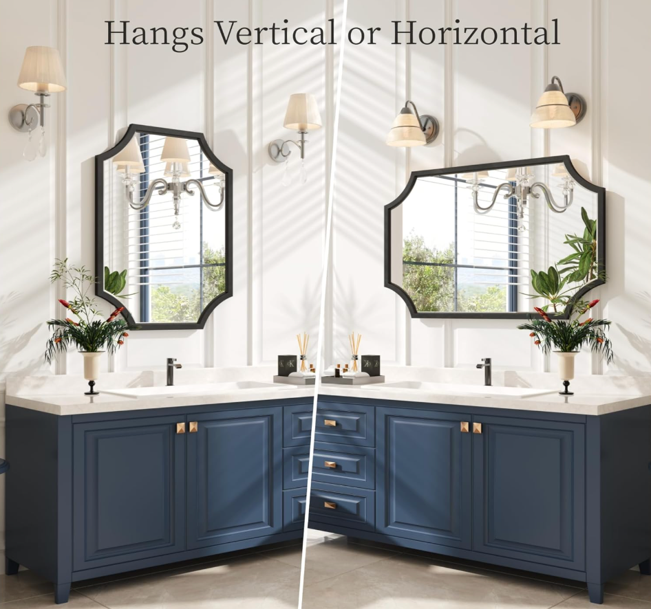 Black 30x40 scalloped bevelled mirror 🖤