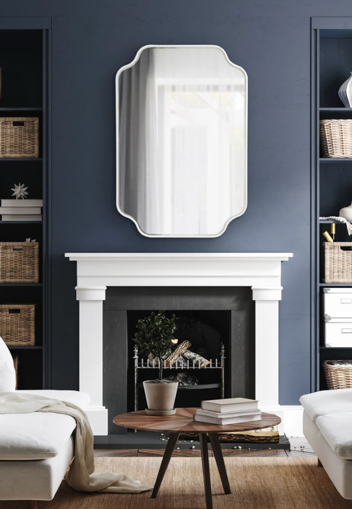 Scalloped 24x36 white wall mirror 🤍