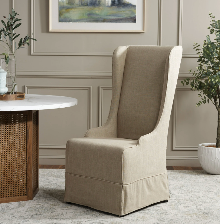 Traditional linen hemp Parsons dining chair 🕊