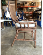 Natural wicker rattan chair w/ white cushion & high back 🌼