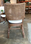 Natural wicker rattan chair w/ white cushion & high back 🌼