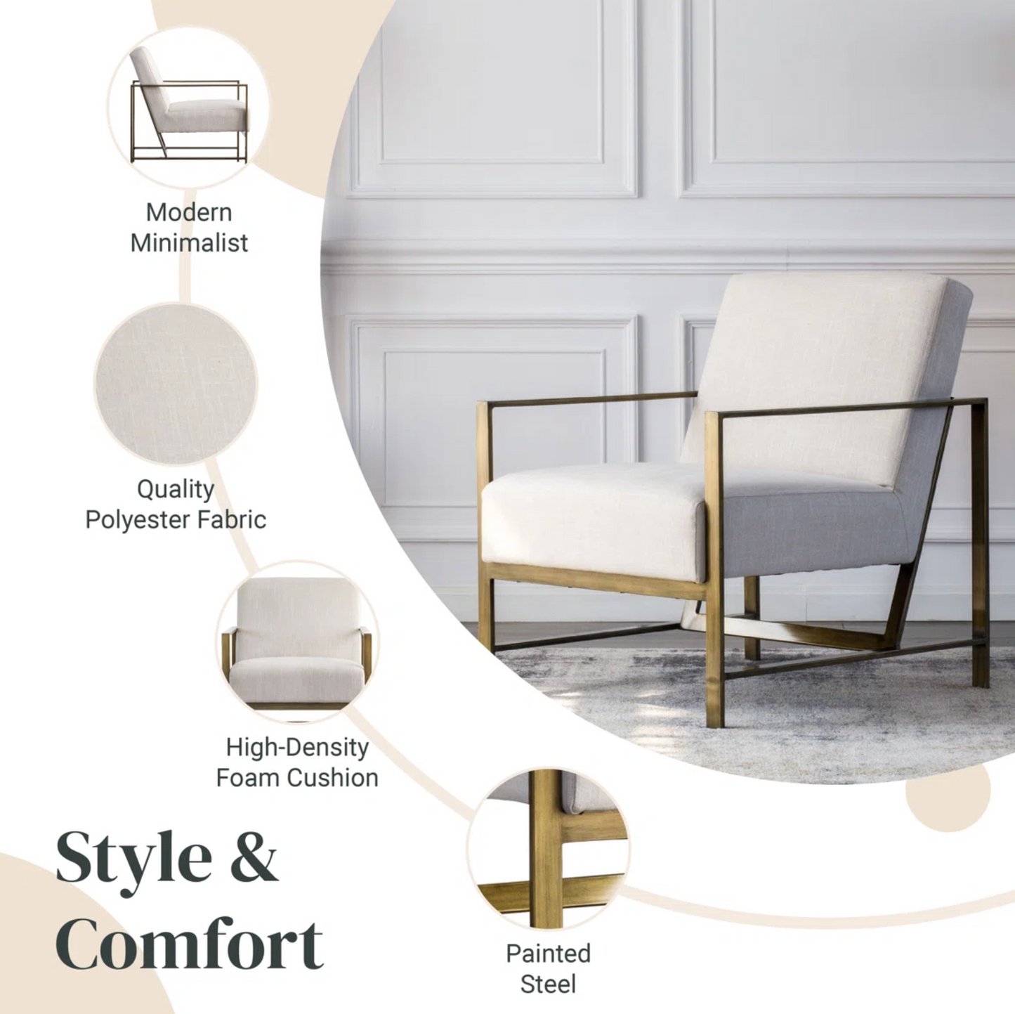 MCM beige linen upholstered armchair✨