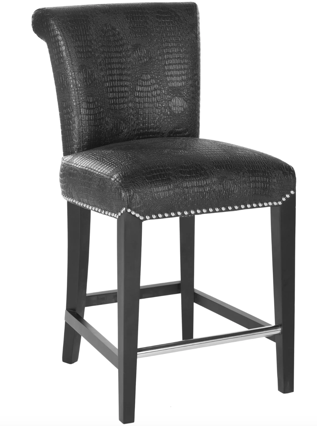 2 faux black crocodile counterheight barstools 🖤