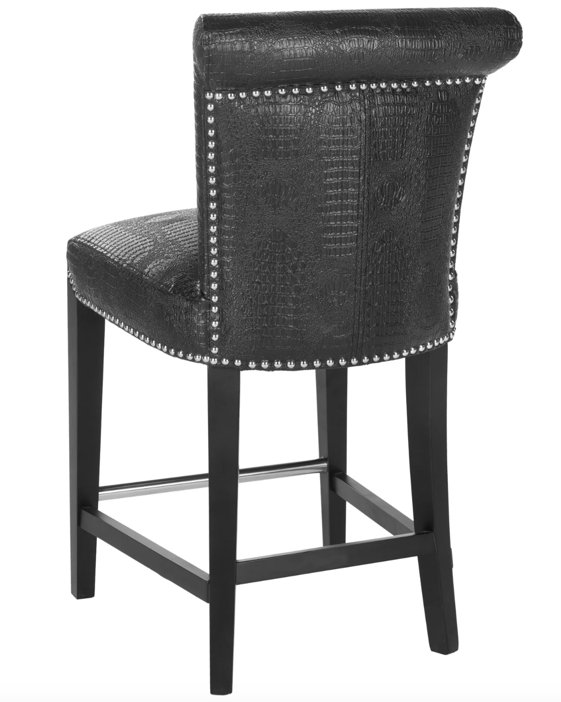 2 faux black crocodile counterheight barstools 🖤