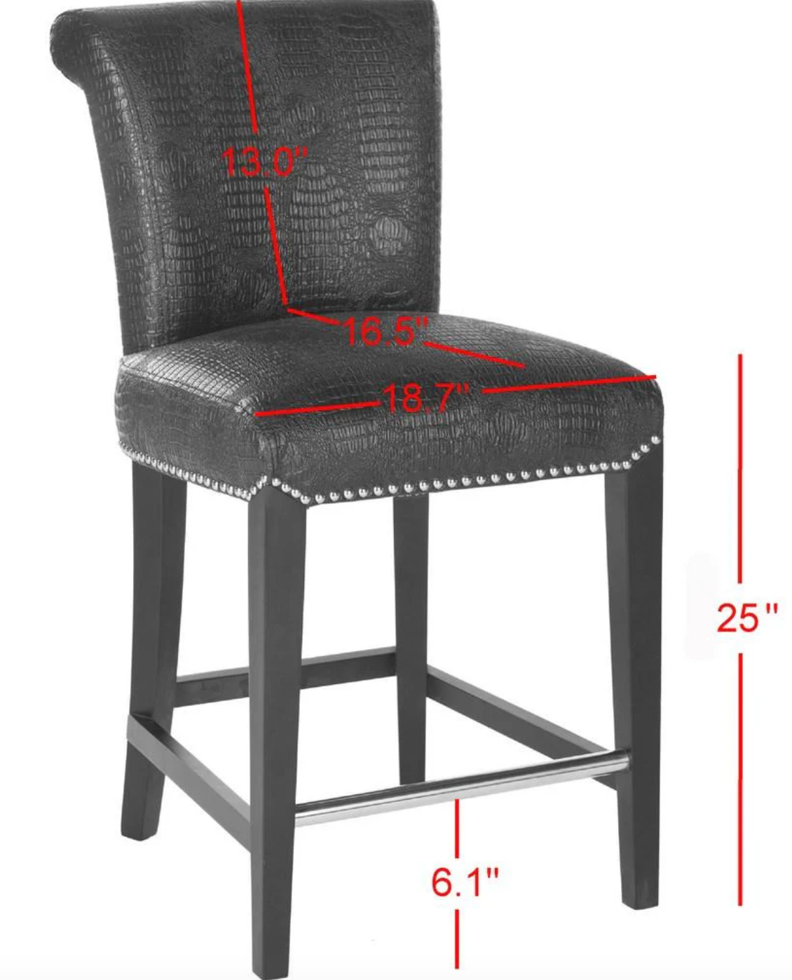 2 faux black crocodile counterheight barstools 🖤