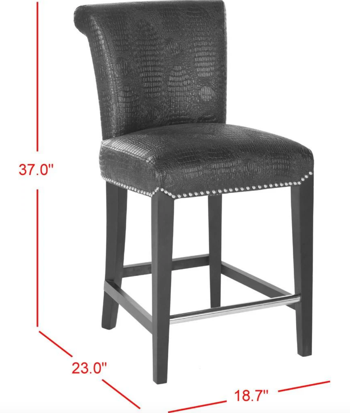 2 faux black crocodile counterheight barstools 🖤