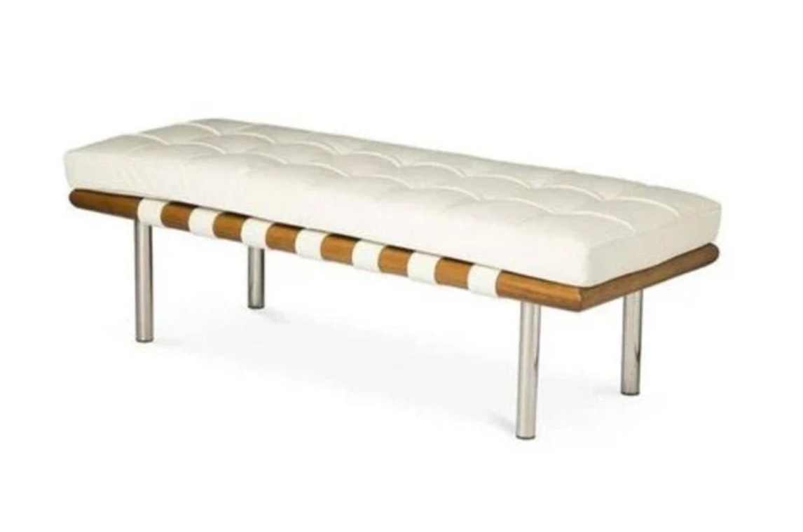 Vegan white leather bench✨