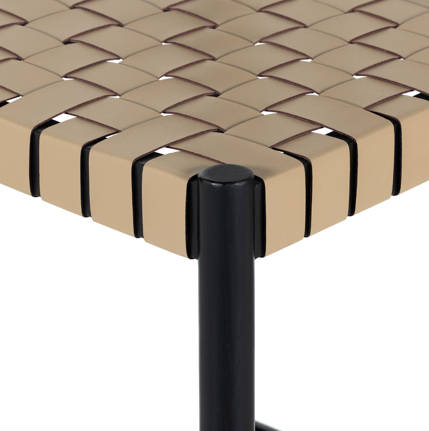 Black ash wood barstool w/ beige leather seat 🍷