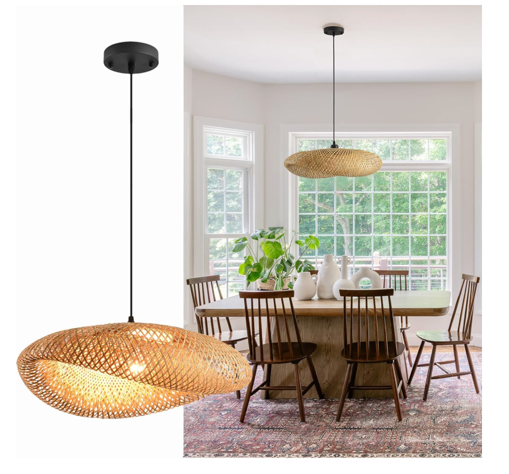 Farmhouse rattan 24" boho chandelier 🪴