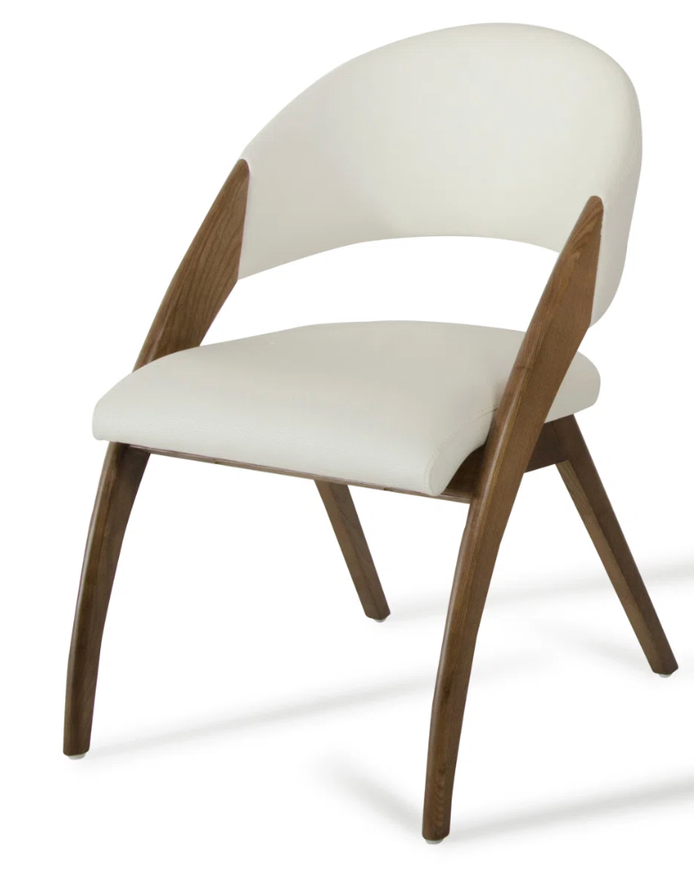 MCM faux cream leather & walnut arm chair 🍵