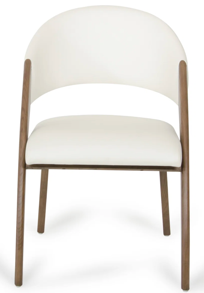 MCM faux cream leather & walnut arm chair 🍵
