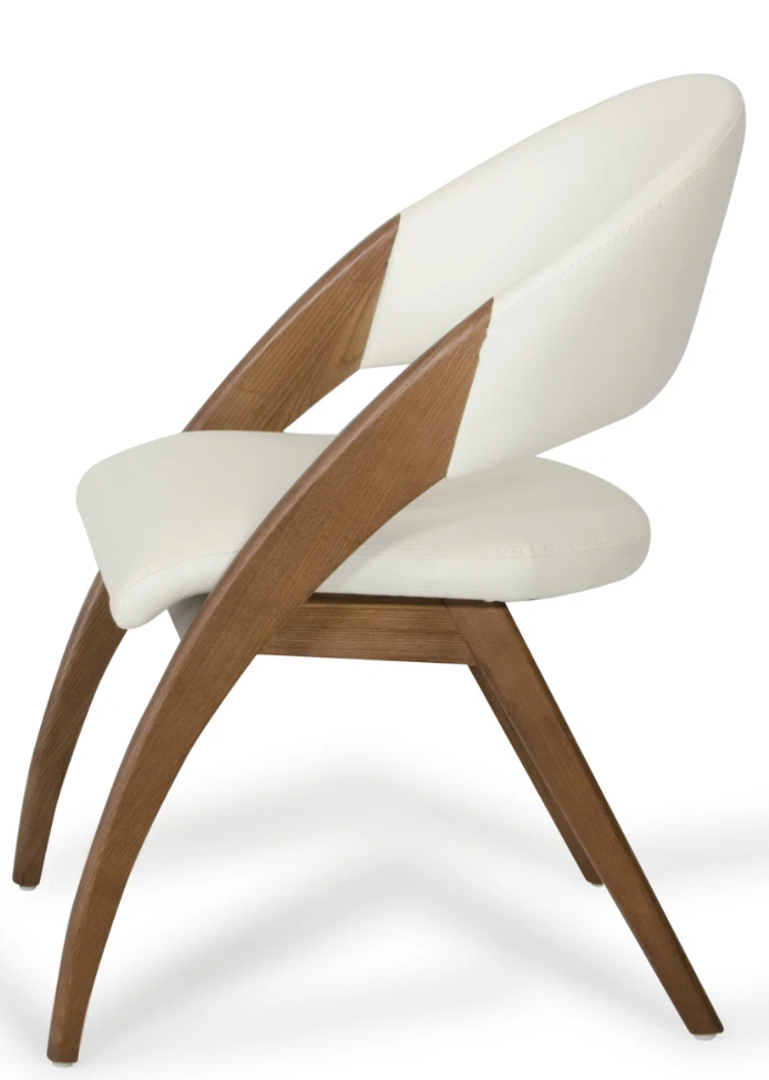 MCM faux cream leather & walnut arm chair 🍵