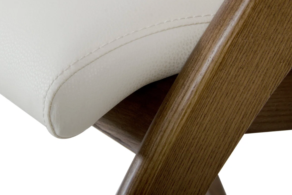 MCM faux cream leather & walnut arm chair 🍵
