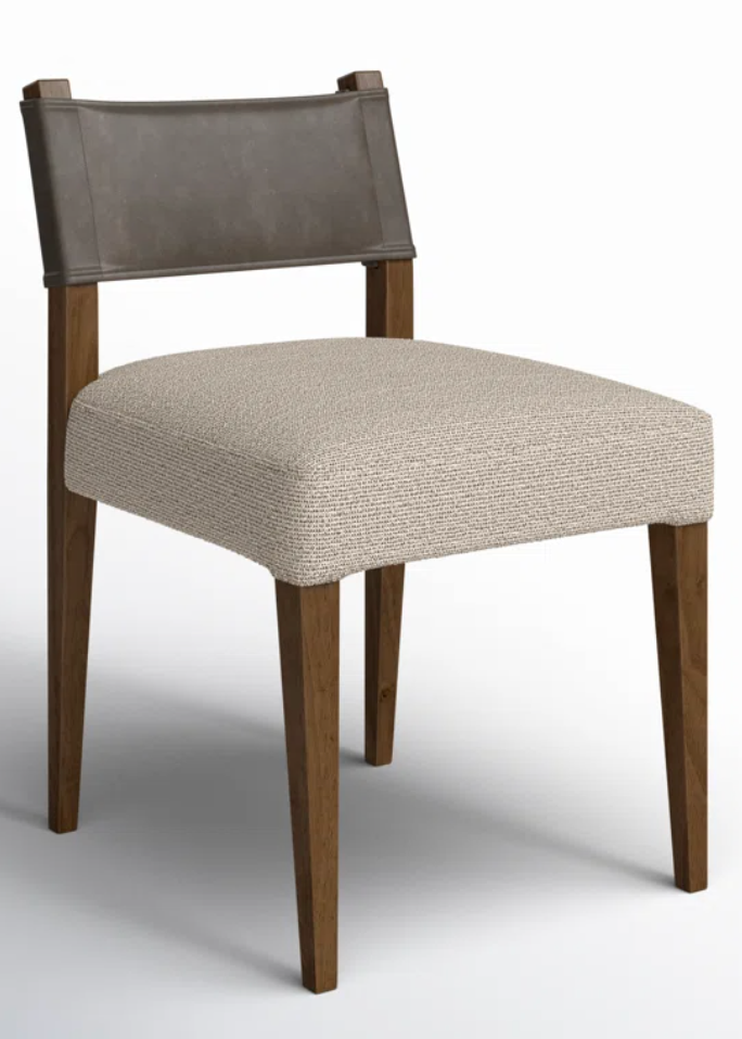 Leather & Polyester Side Chair w/ Wood Frame☕