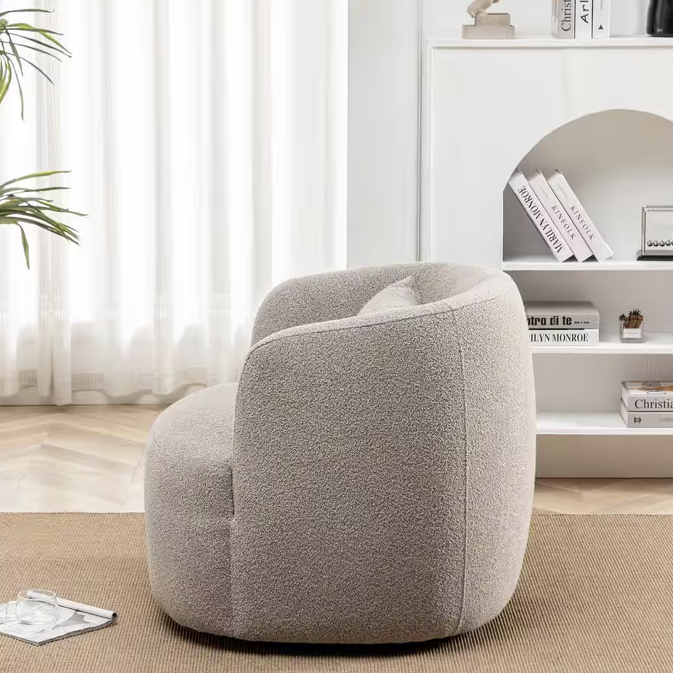 Boucle Taupe Upholstered Swivel Armchair🕊