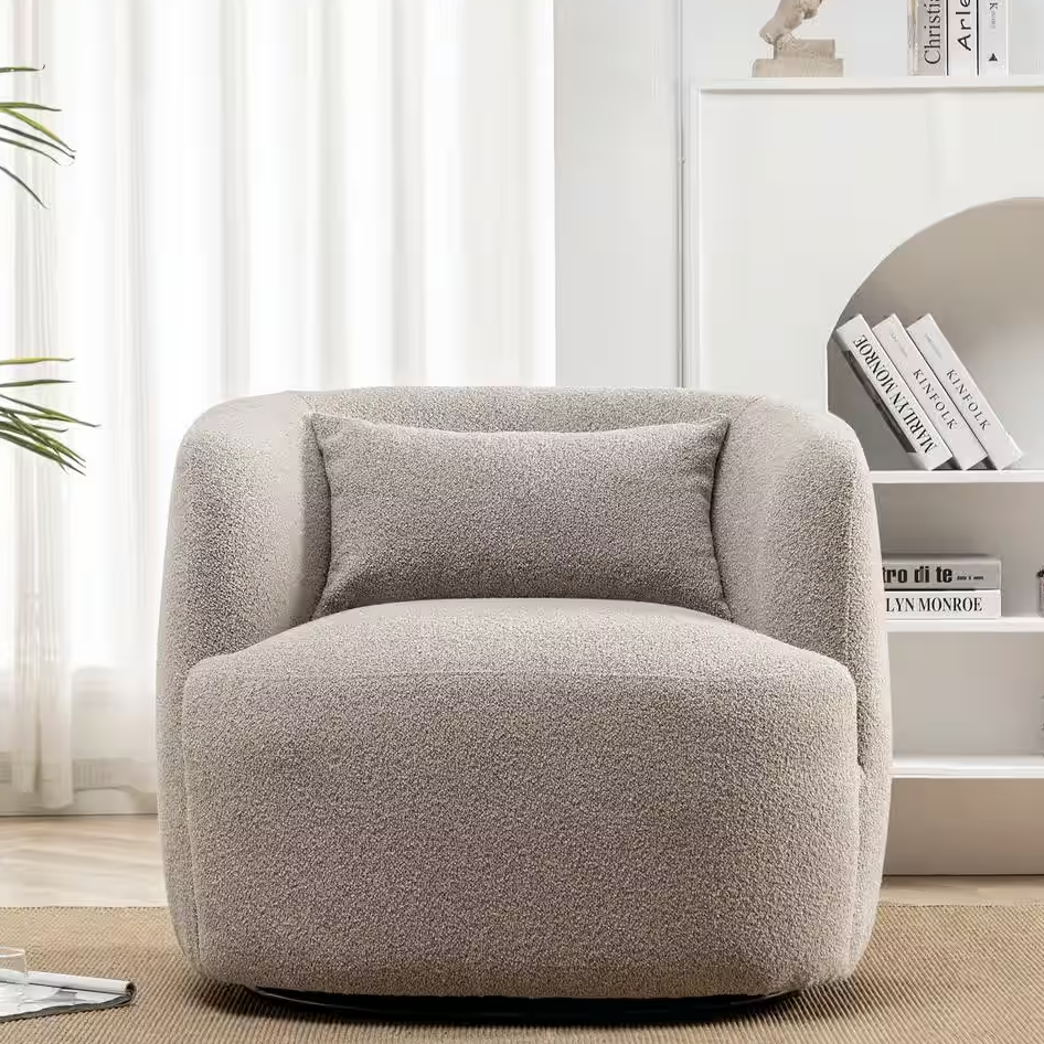 Boucle Taupe Upholstered Swivel Armchair🕊