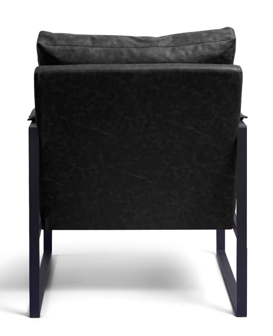 Black faux leather accent chair w/ metal frameđź–¤