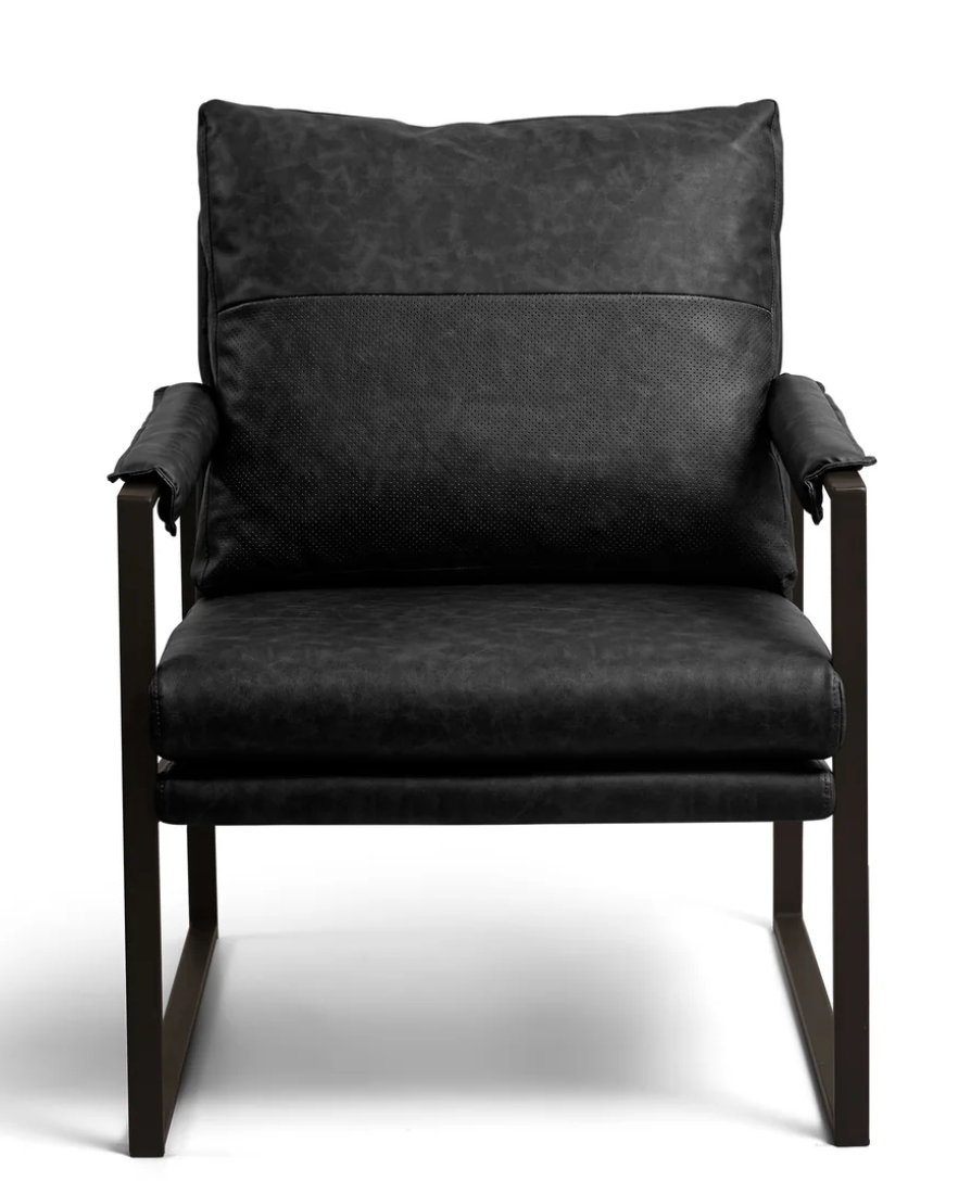 Black faux leather accent chair w/ metal frameđź–¤