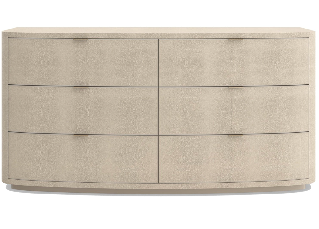 Textured ivory 6 drawer dresser with gold handles 💐