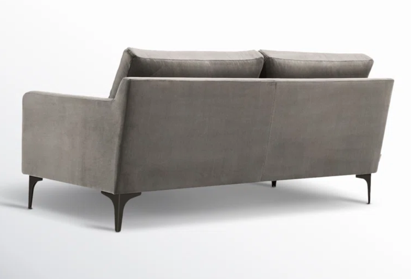 Modern grey velvet sofa w/ metal black legs 🩶