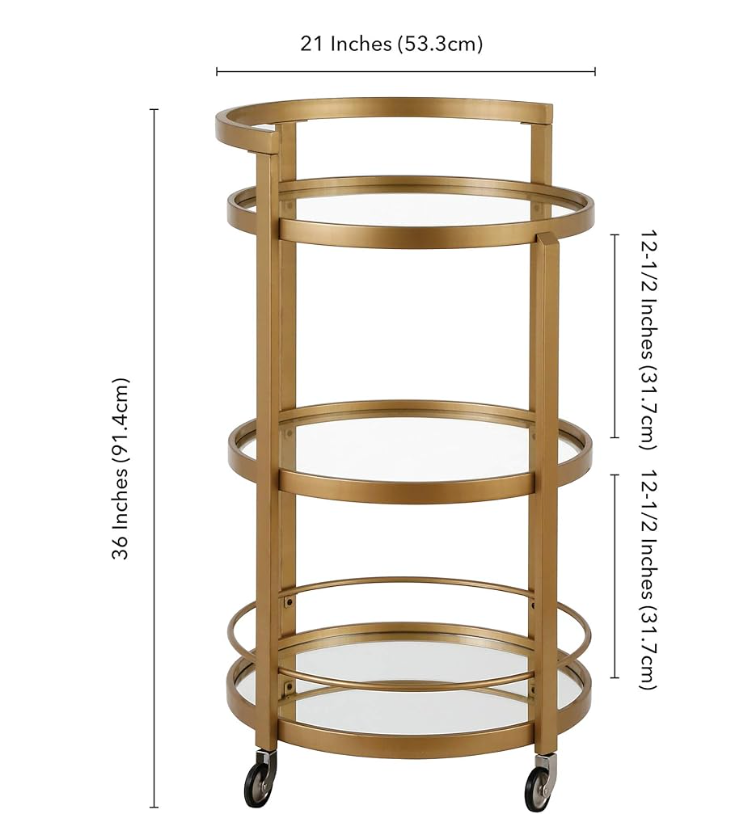 Brass 21" round bar cart 🥂