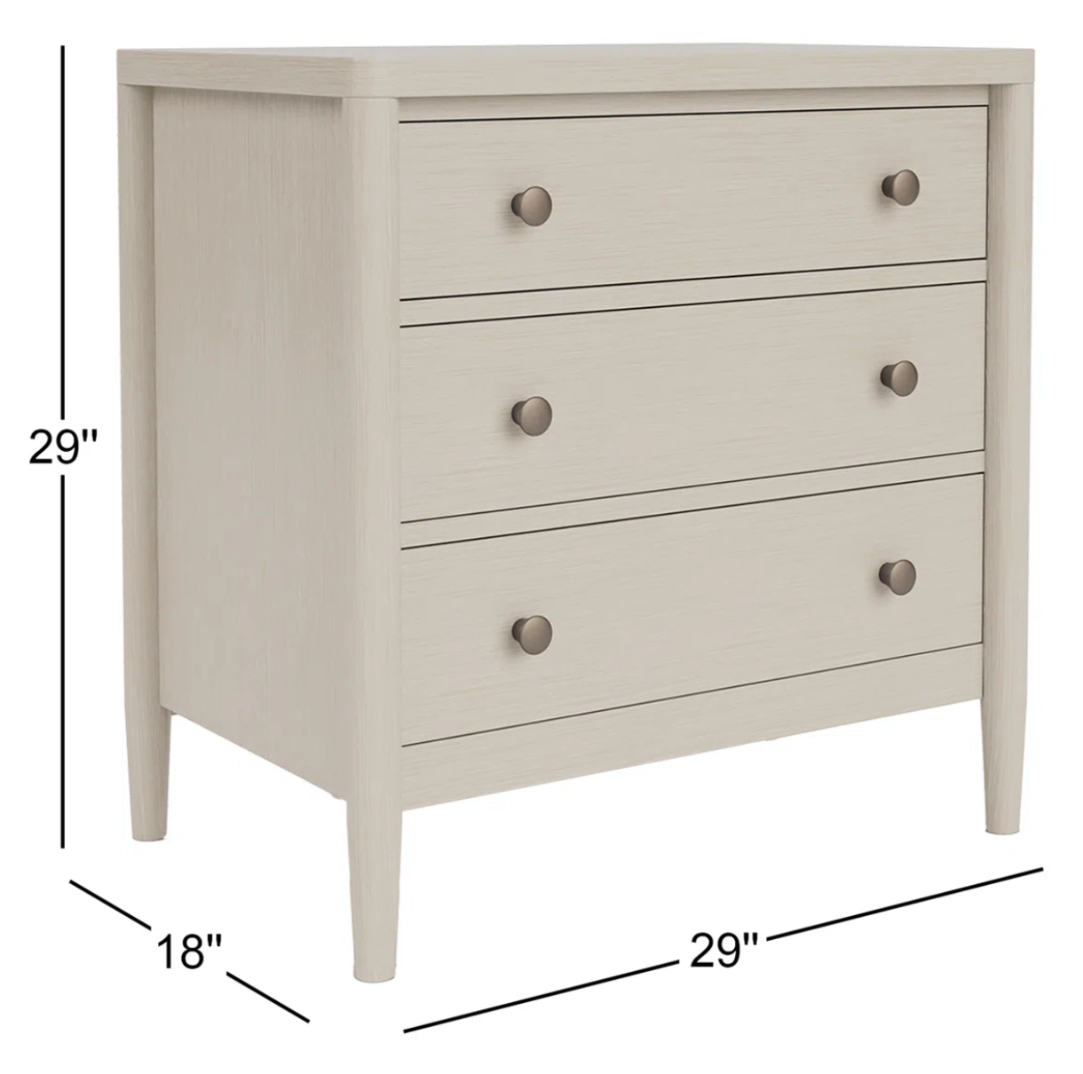 Beige 3-drawer modern nightstand ☕