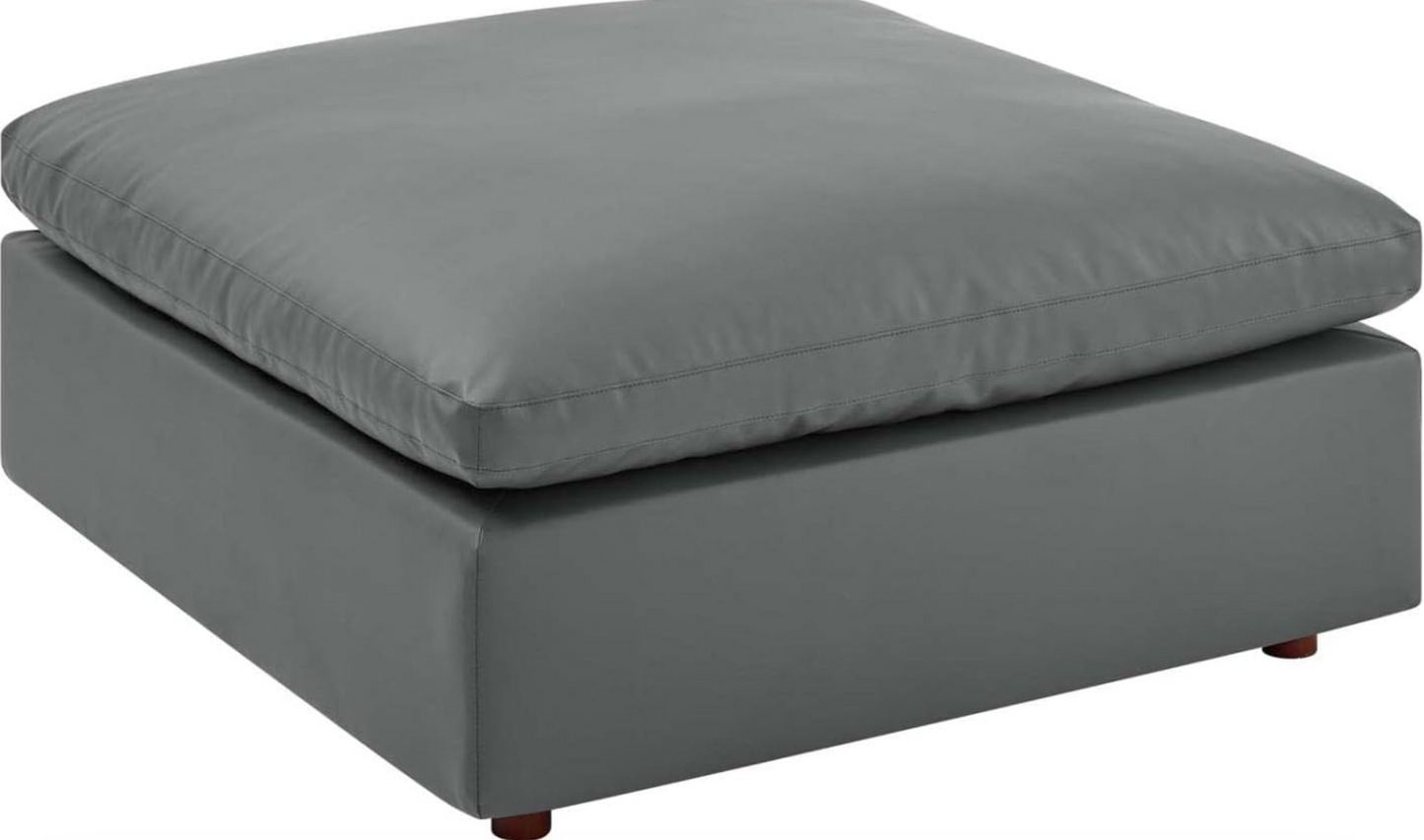 Modular gray overstuffed vegan leather ottoman 🩶