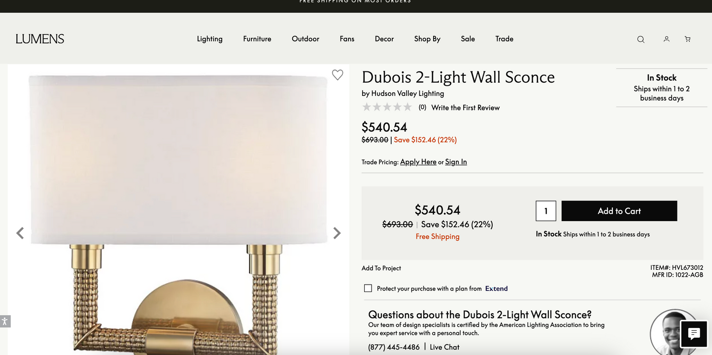 Hudson Valley 2-light brass metal wall sconce 💡