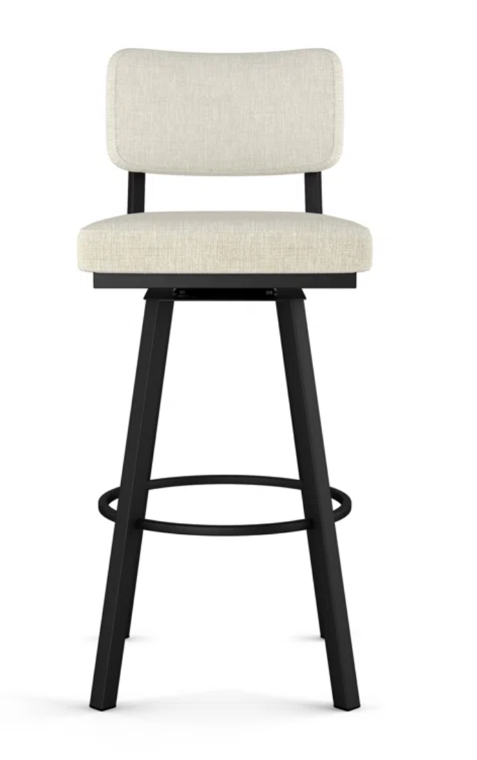 Grey/beige upholstered swivel barstool🍷