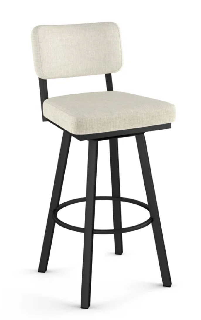Grey/beige upholstered swivel barstool🍷
