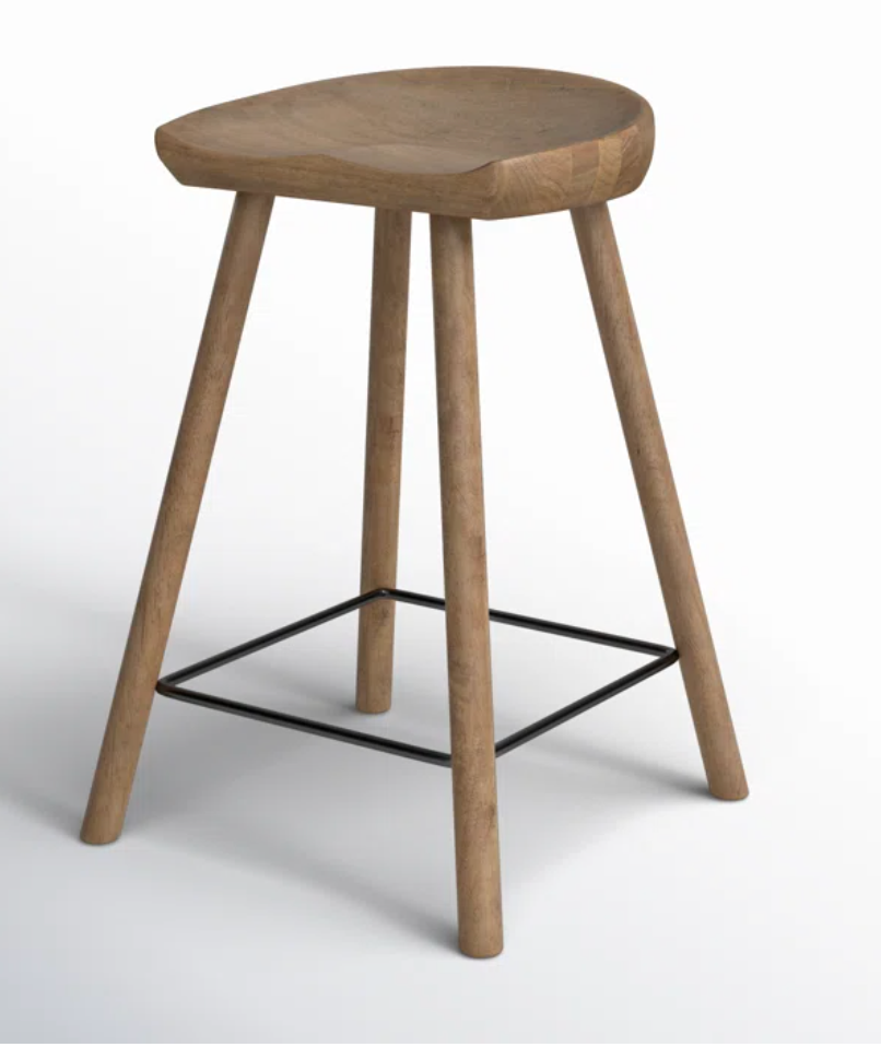 Four Hands solid wood counterheight backless barstool 🍷