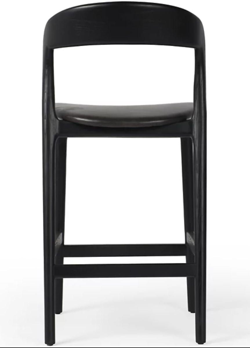 Four Hands sleek black wood counterheight barstool 🍷