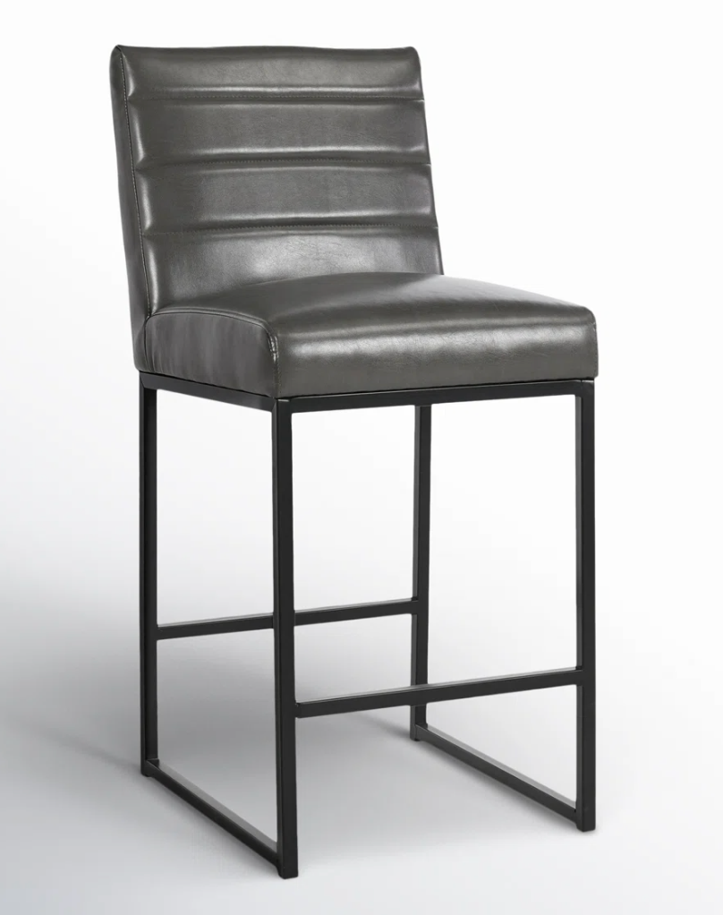 Grey vegan leather barstool 🍷