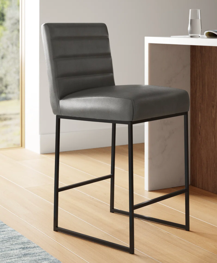 Grey vegan leather barstool 🍷