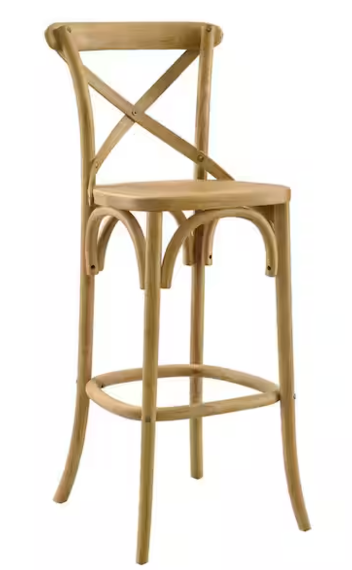 Rustic crossback barheight wood barstool 🥂
