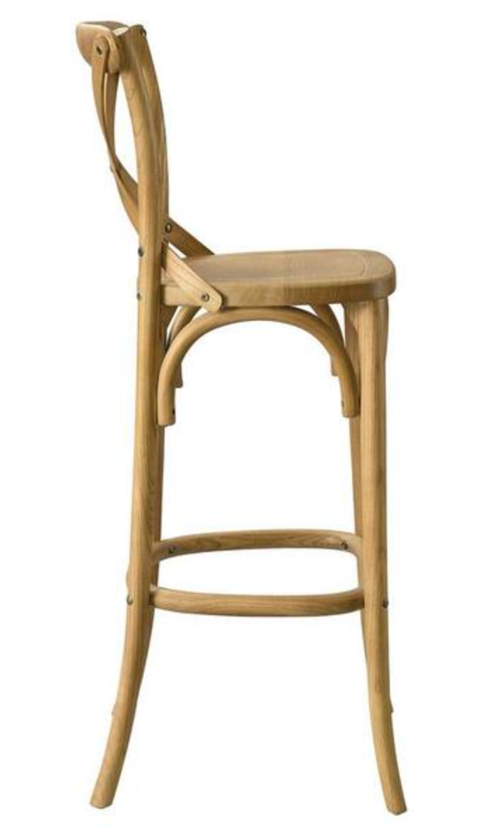 Rustic crossback barheight wood barstool 🥂