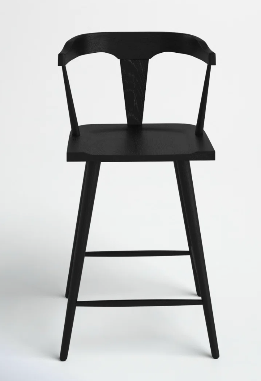 Black wood wishbone counterheight barstool 🍷