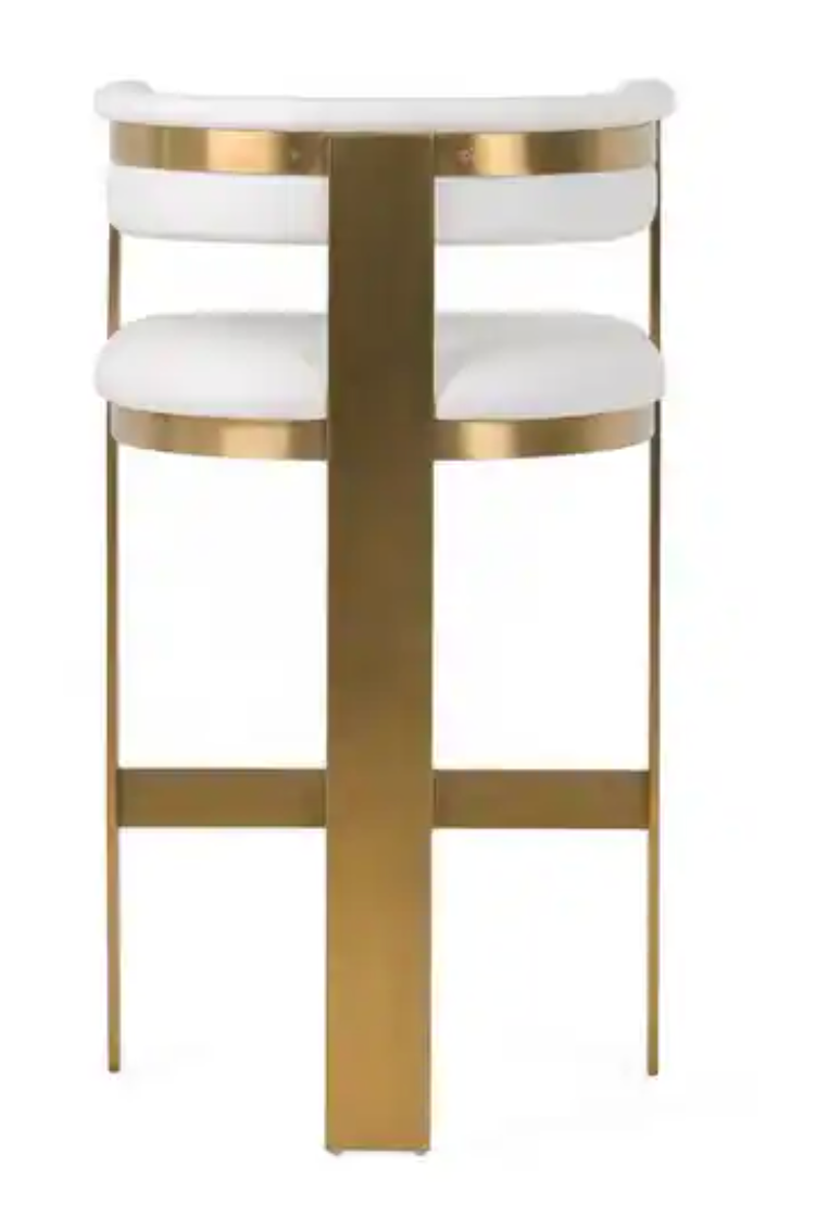 Modern faux white leather & gold frame barstool 🍷