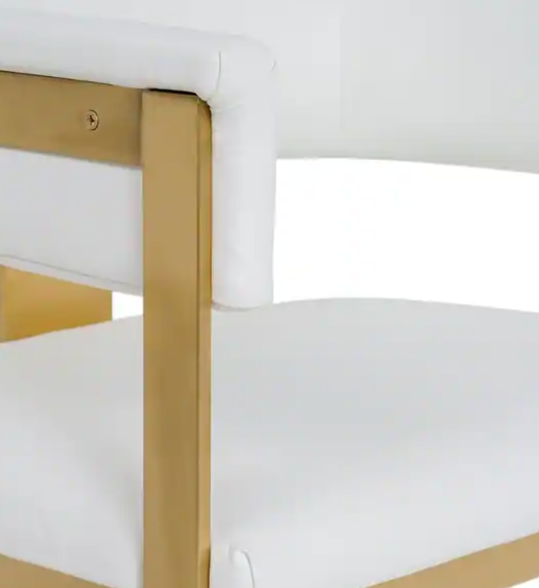 Modern faux white leather & gold frame barstool 🍷