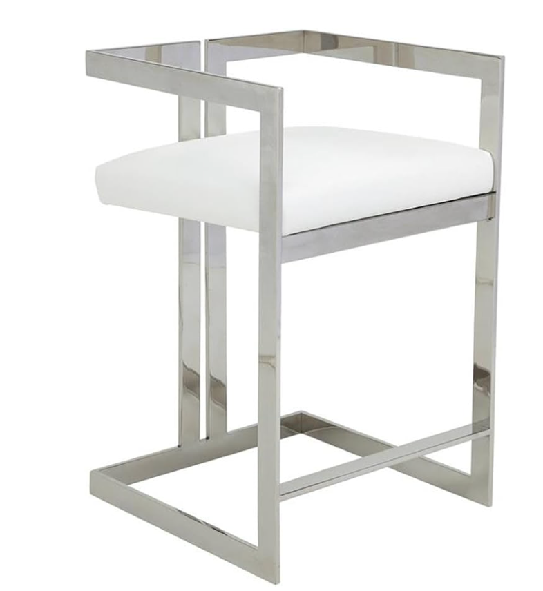 Stainless steel counterheight 24" barstool w/ white seat 🤍