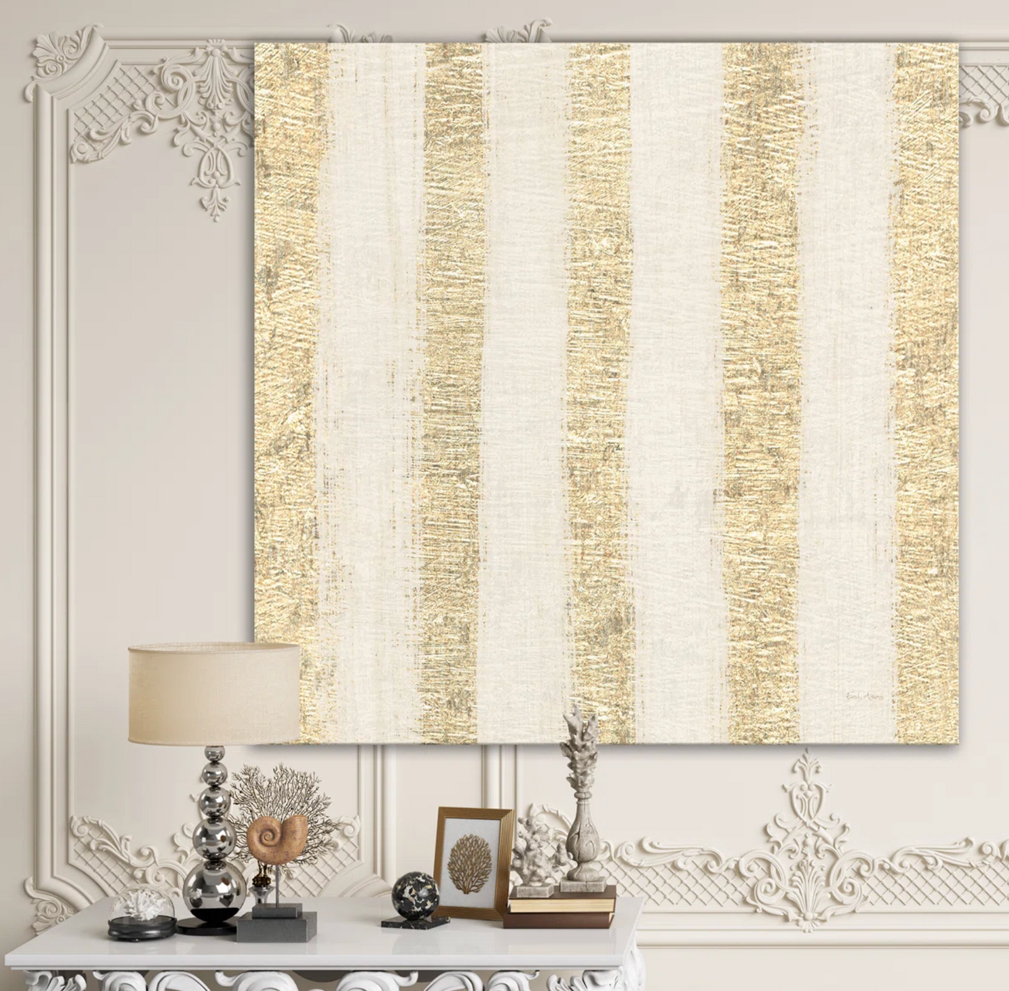 Gold Glam Stripe Pattern 3 piece canvas print 💫